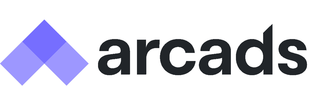 Arcads logó, modern és professzionális megjelenés.